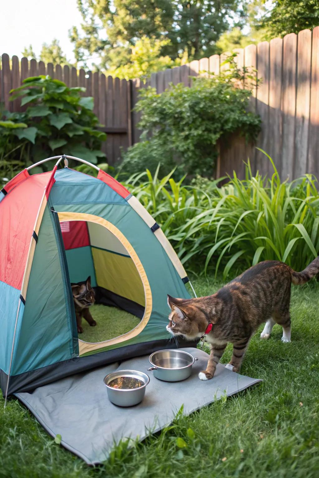 A portable feeding tent offering flexibility and protection.