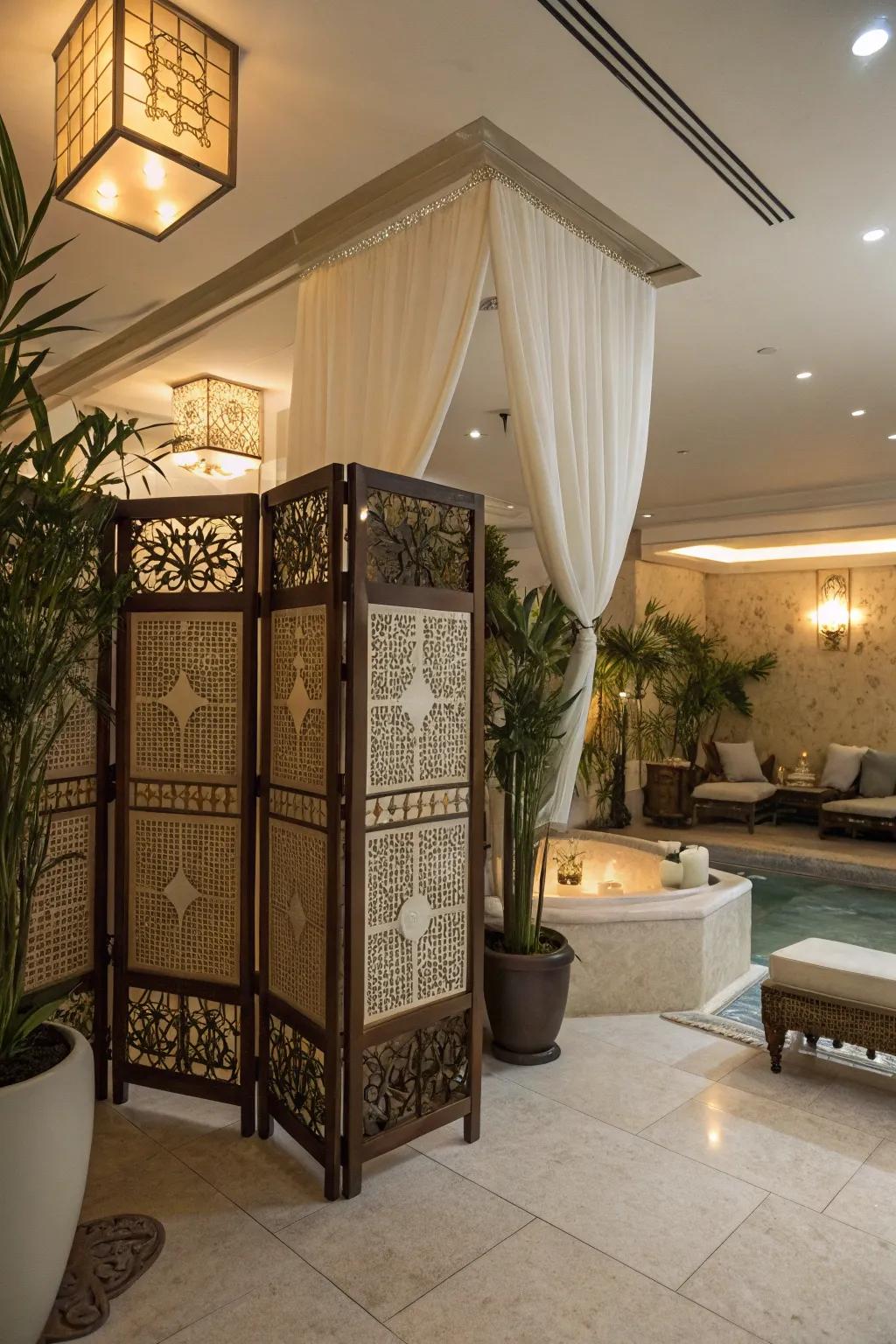 Privacy dividers help design cozy, restful areas.