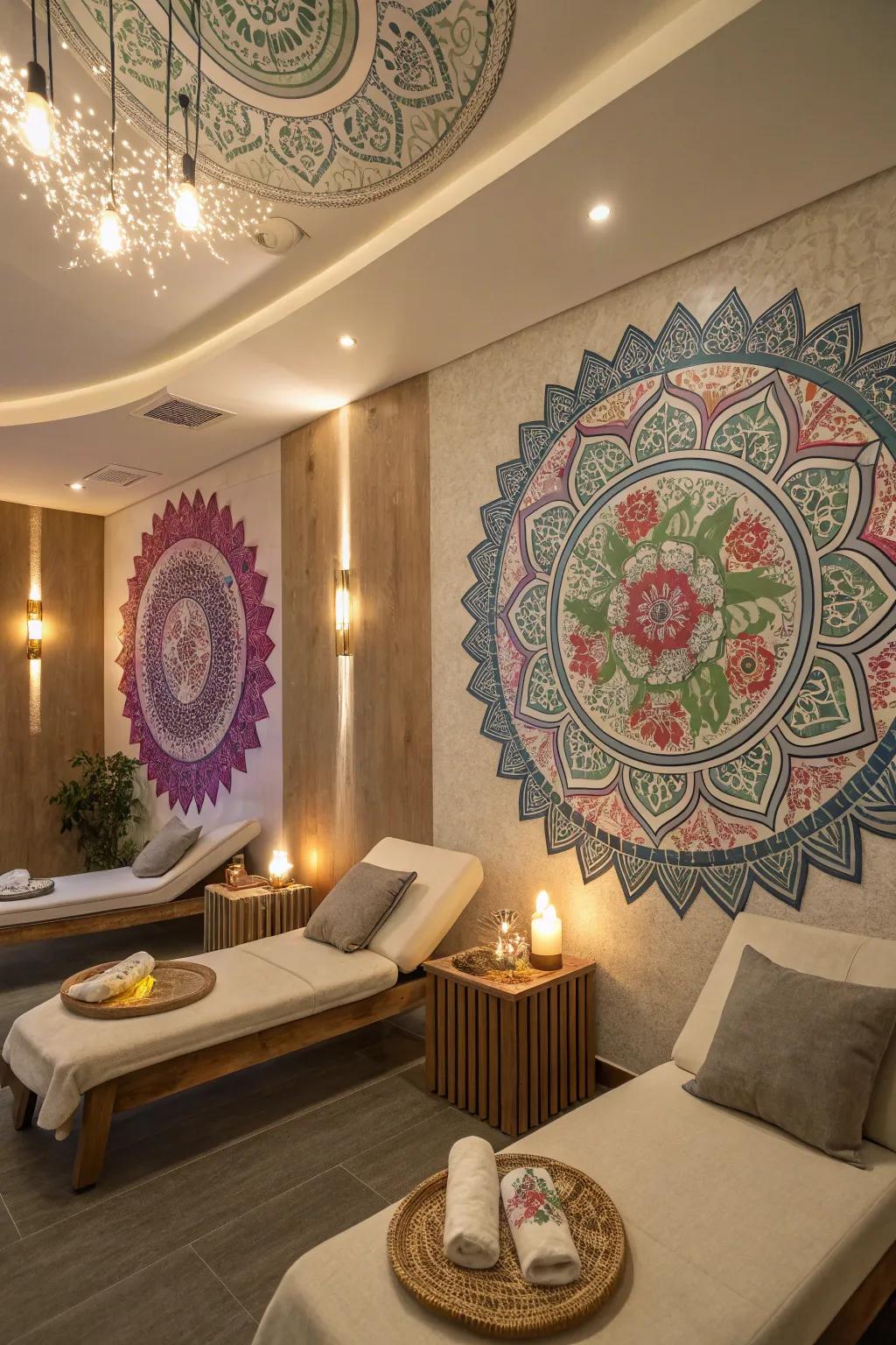 Mandala designs foster harmony and mindfulness.