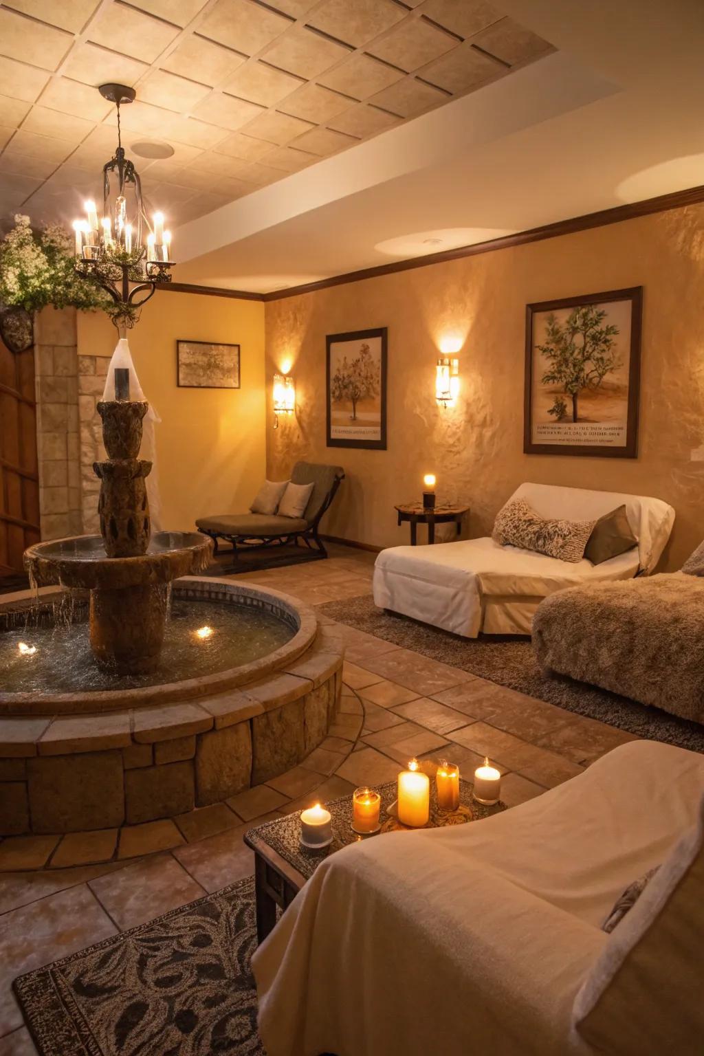 Soft lighting enhances the calming mood of your spa.