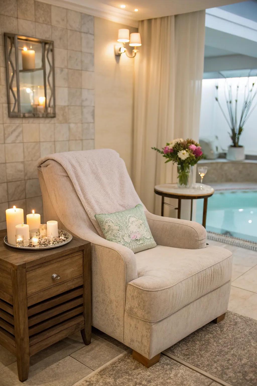Comfortable seating invites moments of rest and reflection.