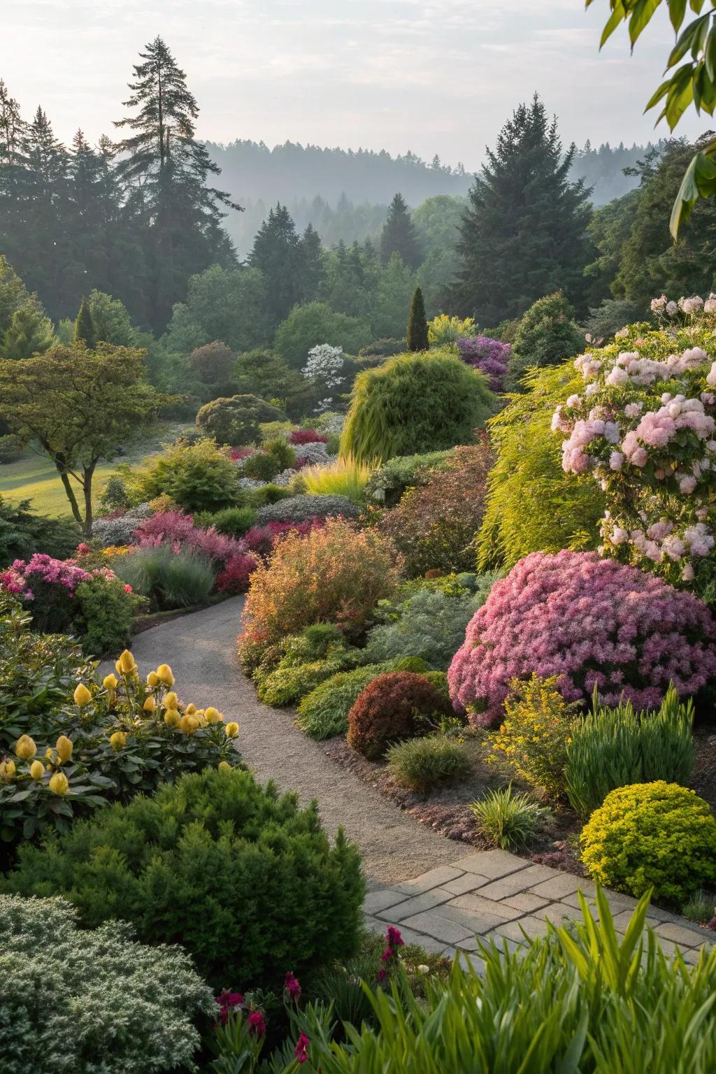 A lush garden packed with thriving greenery and colorful blooms.
