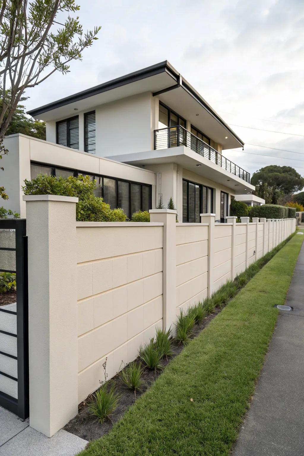 Minimalist boundary wall with sleek, clean lines.