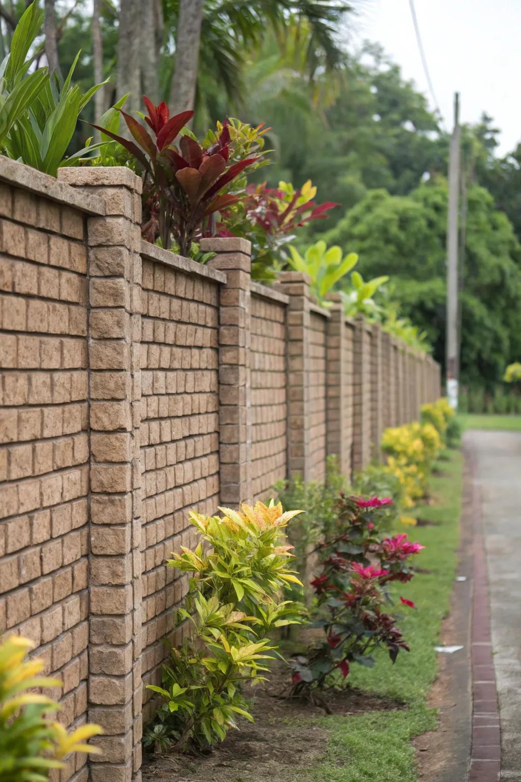 Textured brick wall adding depth and character.