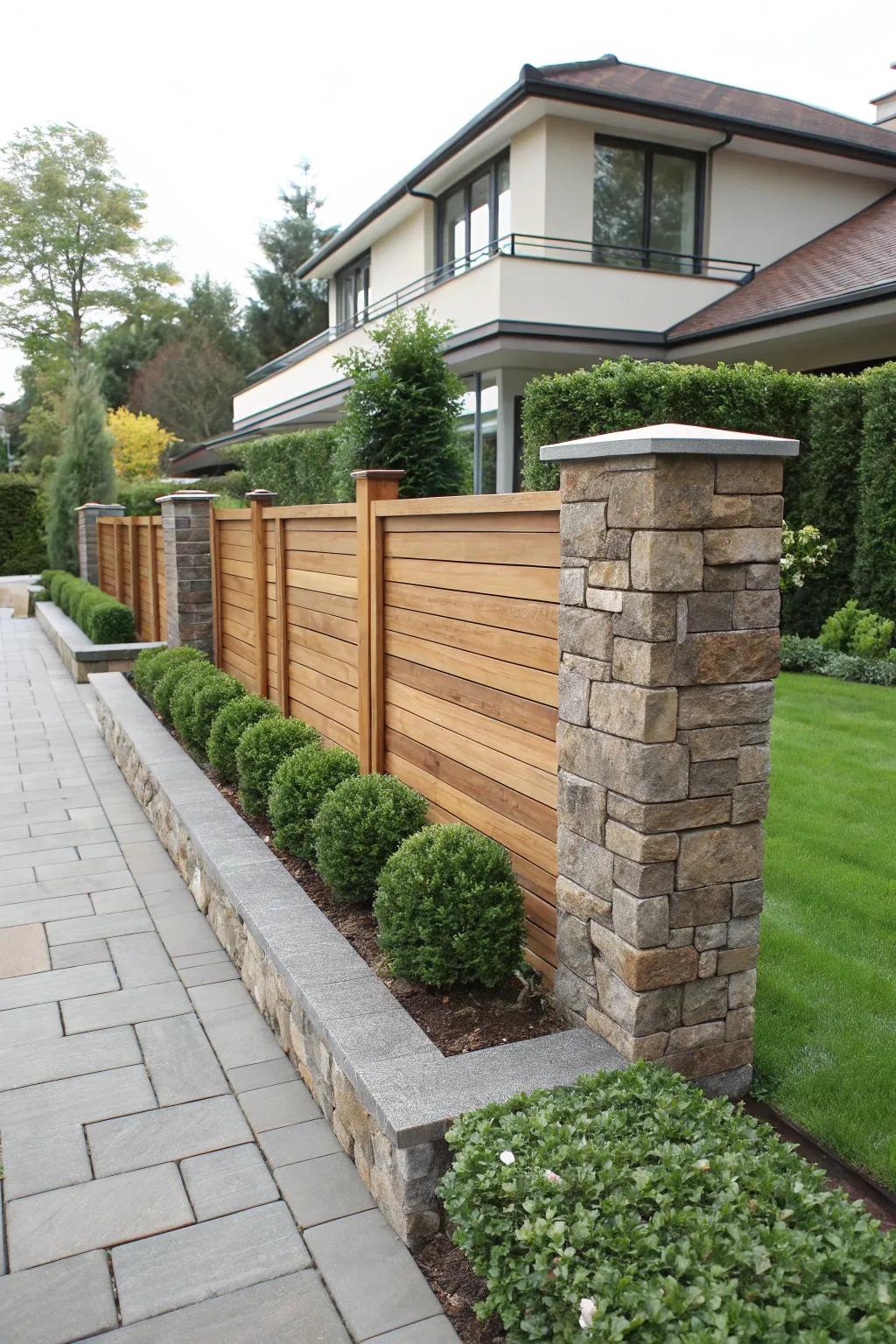 Dynamic contrast with mixed materials in a boundary wall.
