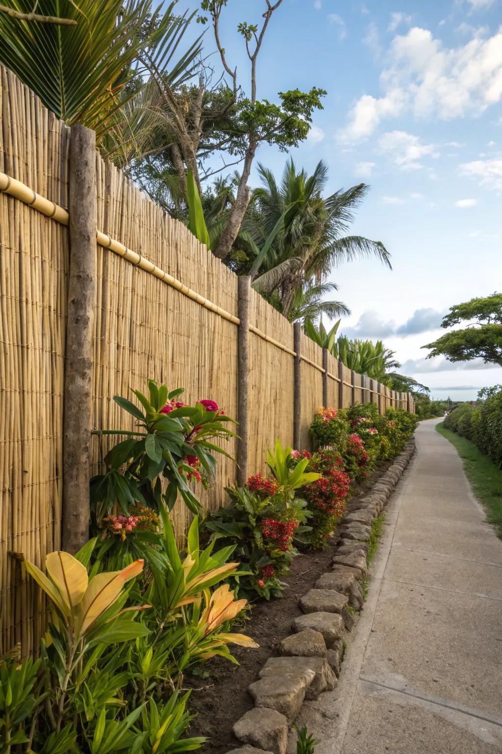 Eco-friendly bamboo fencing for a natural look.