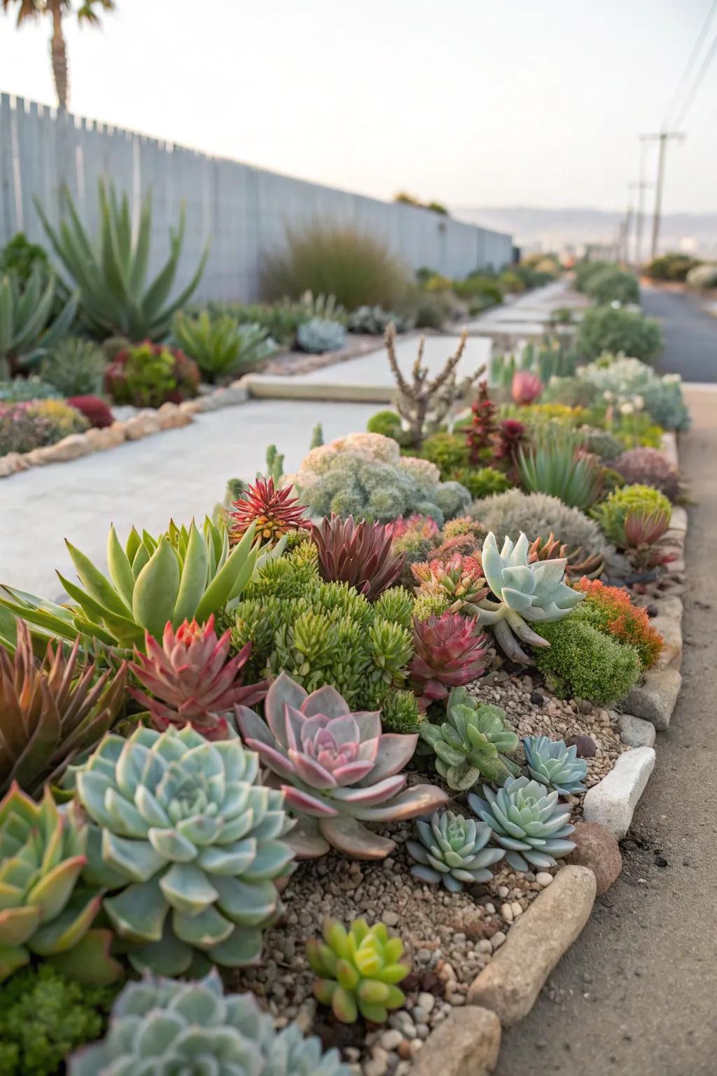 Succulent varieties arranged elegantly in a garden.