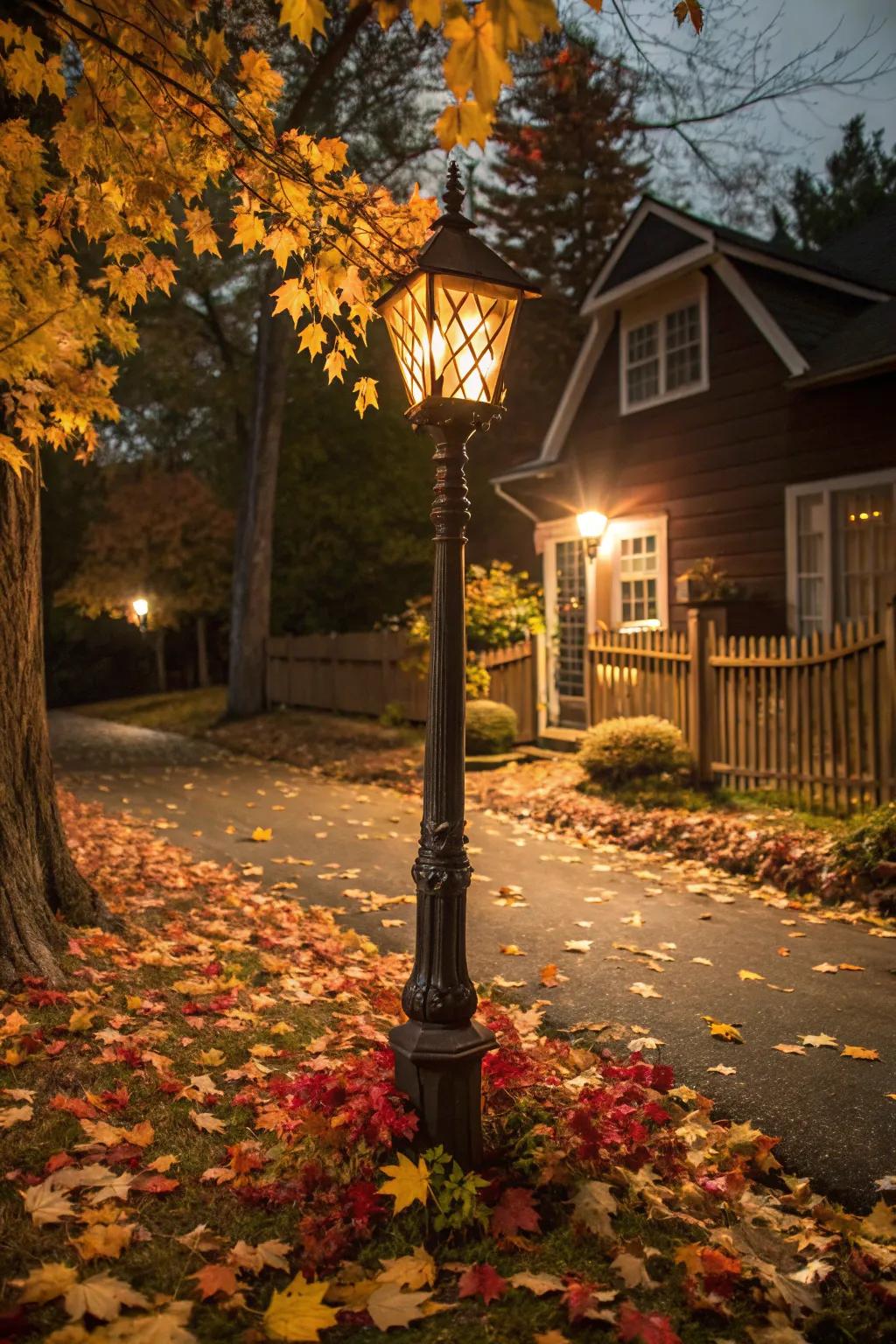 Classic lamp posts infuse a sense of history and tradition.