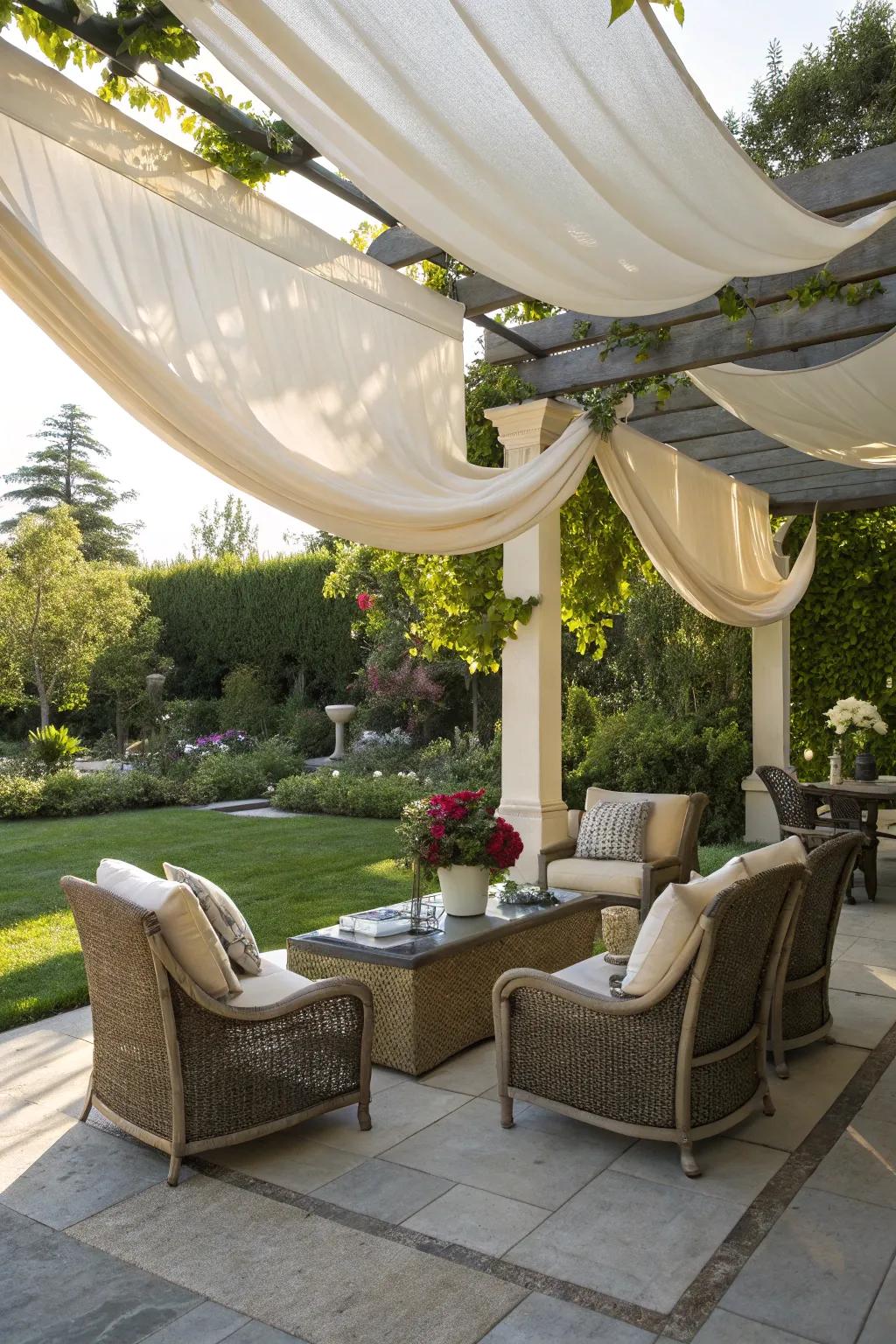 Floating shades add a whimsical element to your patio.