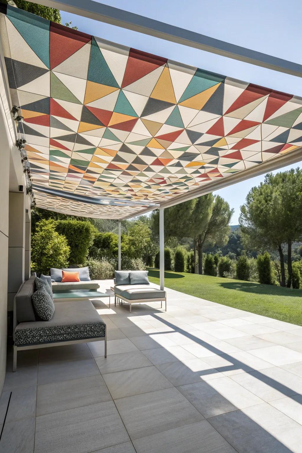 Geometric patterns add a contemporary touch to your patio.