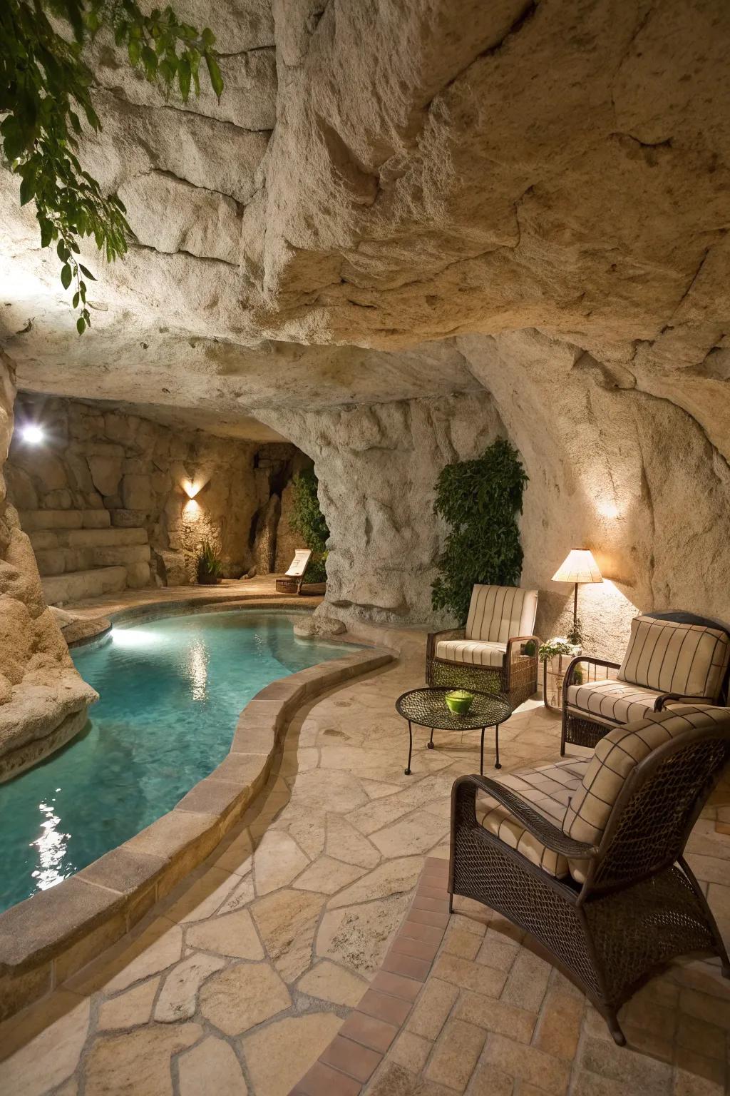 Hidden spaces within grottos offer privacy and intrigue.