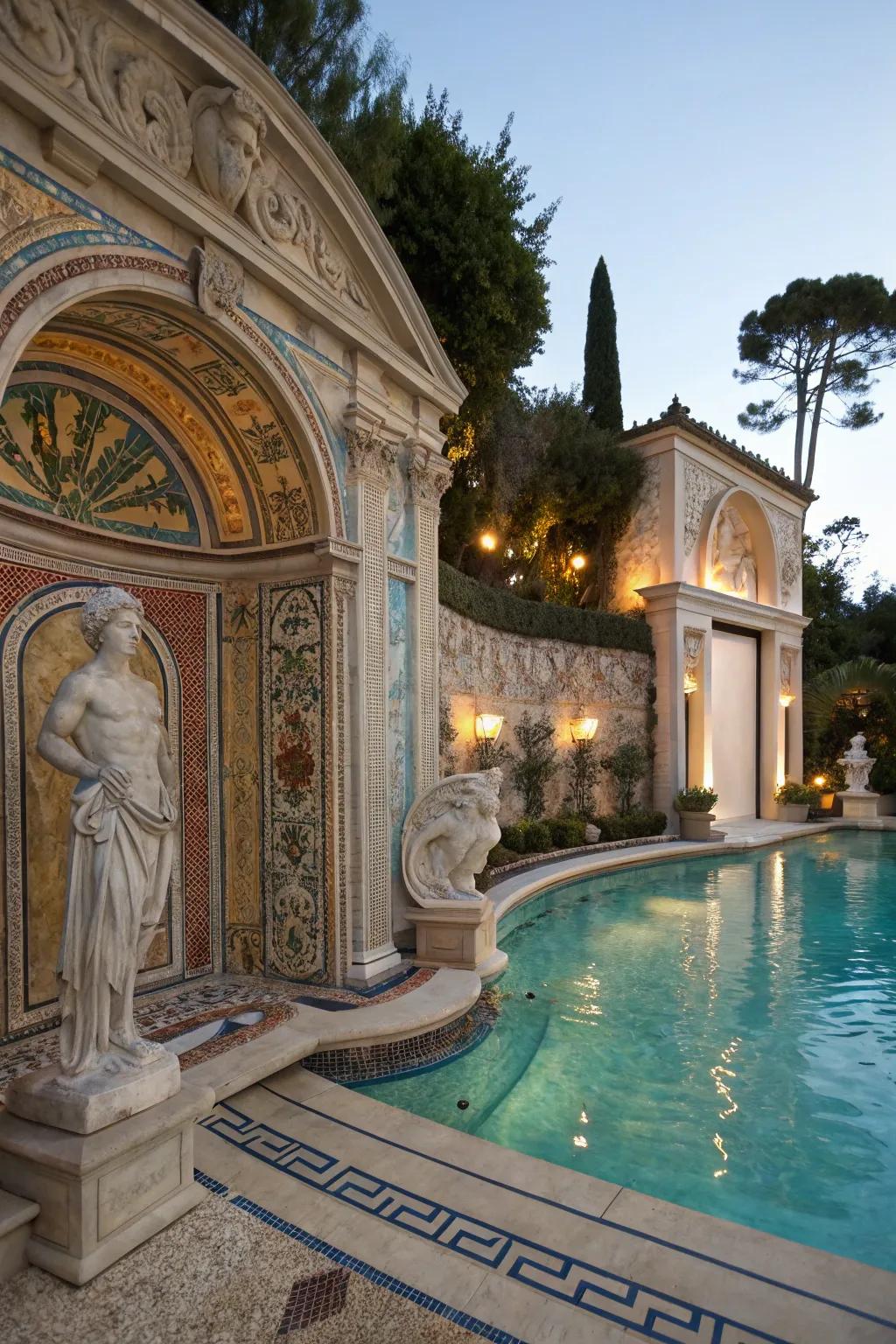 Artistic touches add personality to pool grottos.