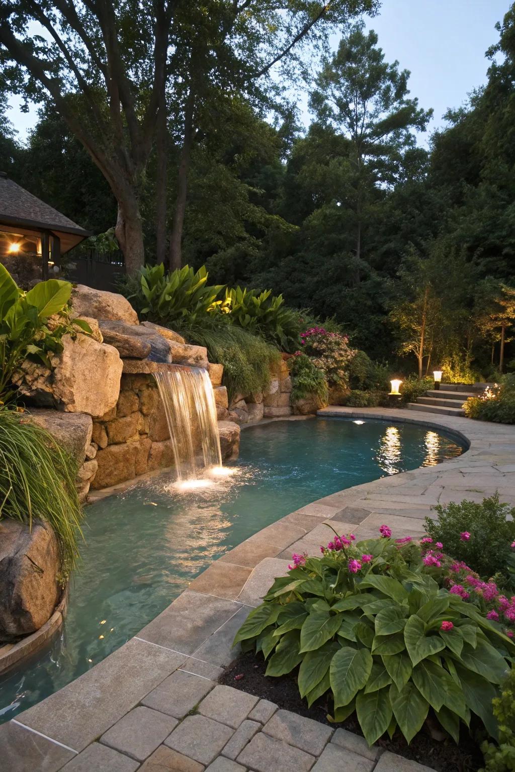 Water features add tranquility to any pool.