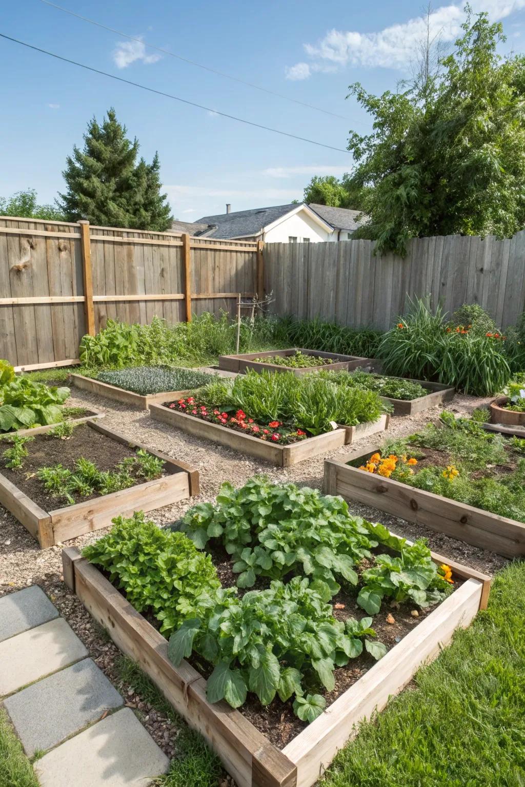 A thriving square-foot garden, meticulously organized for maximum harvest.