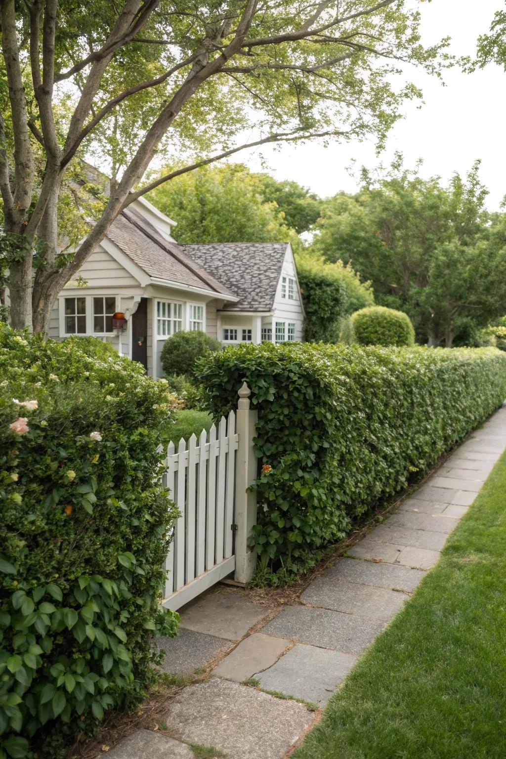 Lush hedges offer a green and effective car barrier.