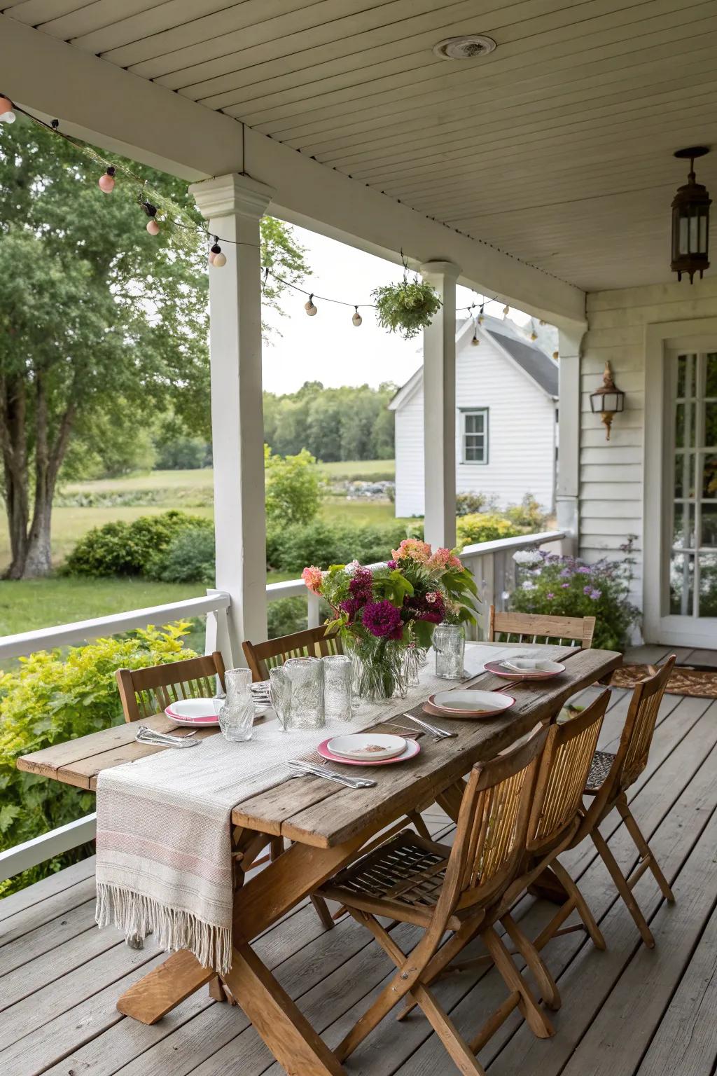 Outdoor dining with picturesque views.