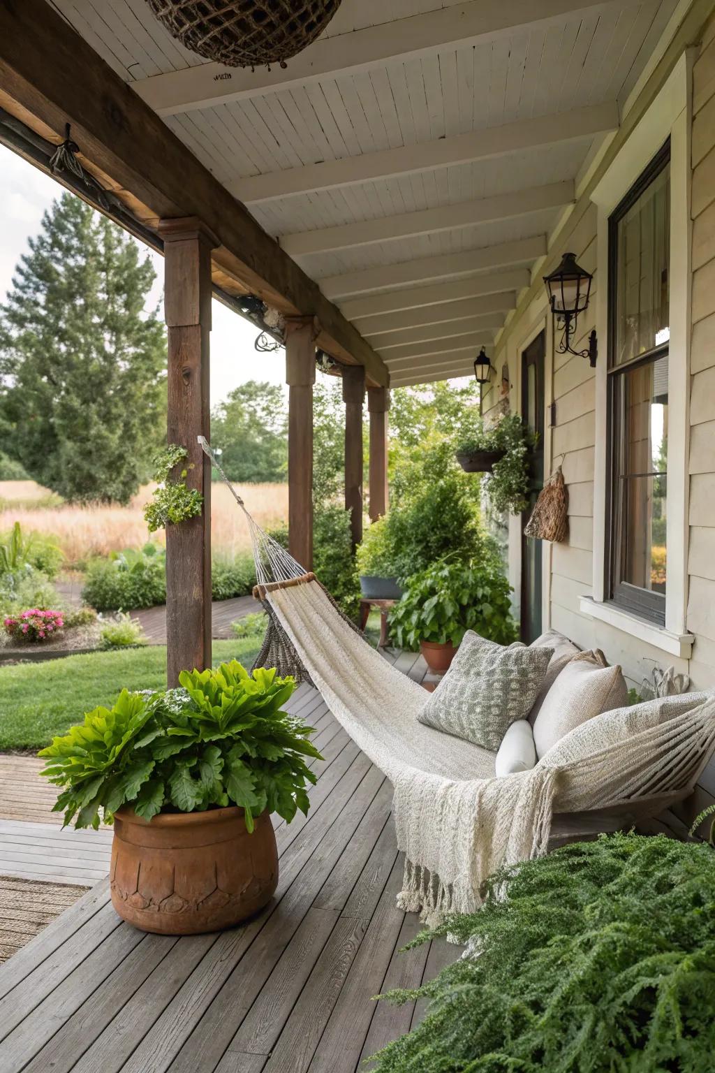 A perfect nook for hammock relaxation.