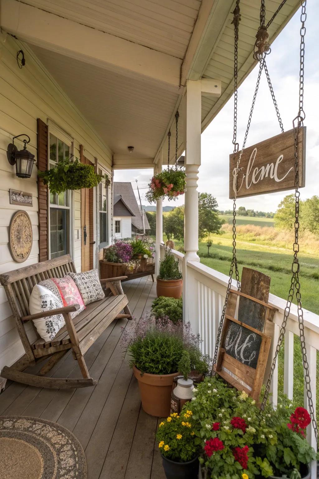 Custom signs that add a personal touch to the porch.