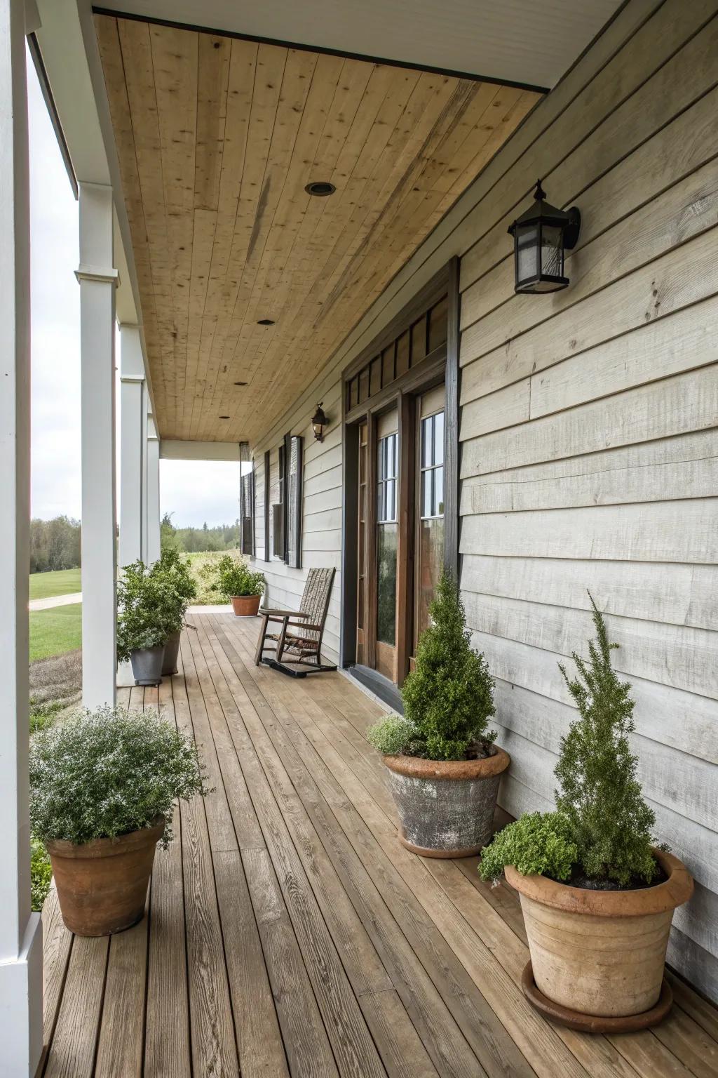 Shiplap accent wall enhancing the modern farmhouse feel.