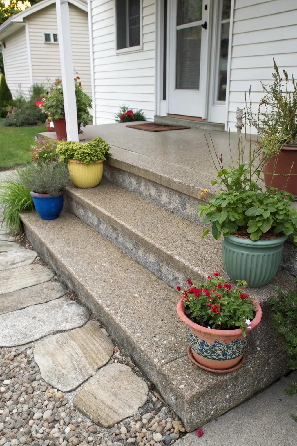 Aggregate effects bring texture and character to your front stoop.