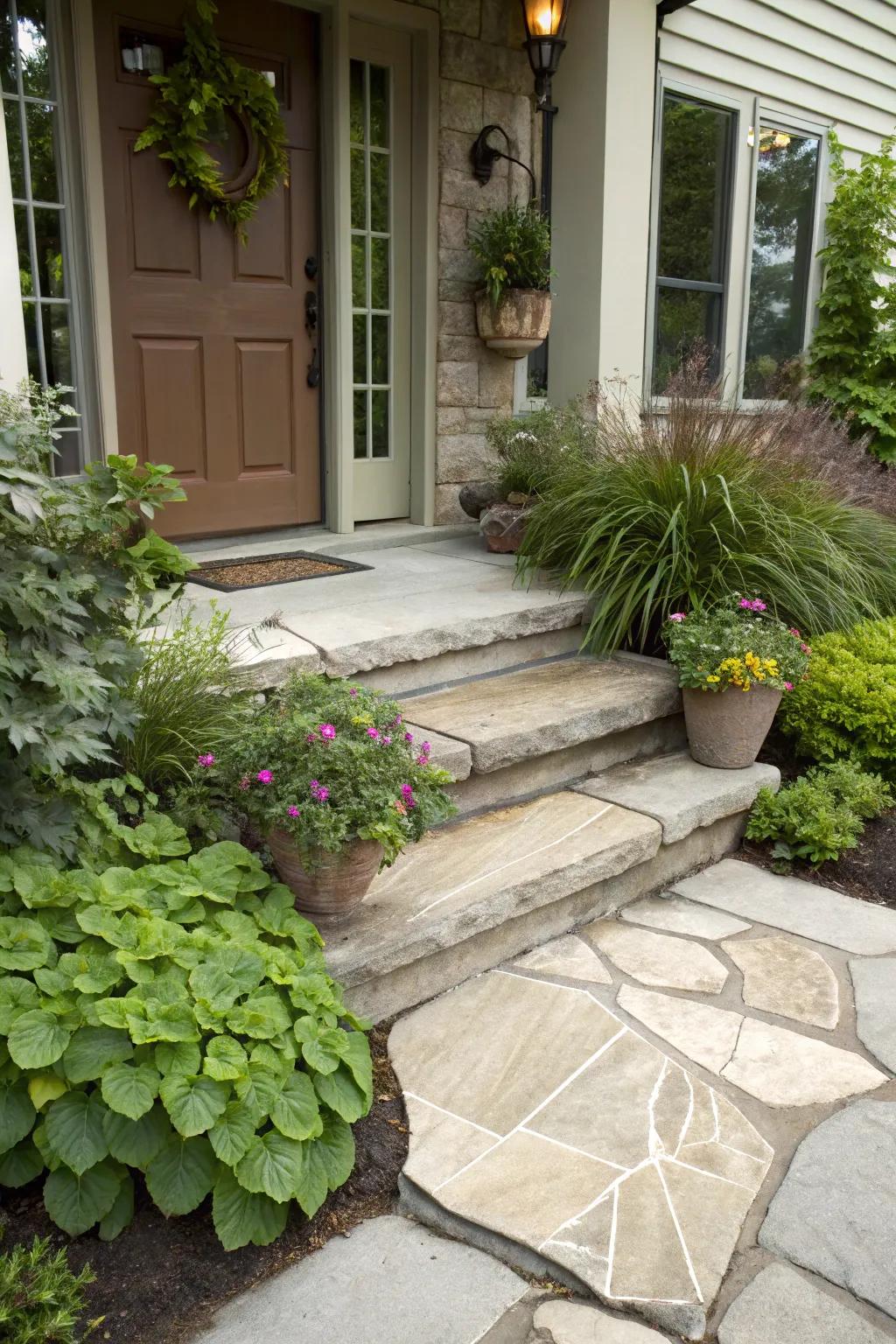 Achieve a luxurious stone look with cost-effective concrete overlays.