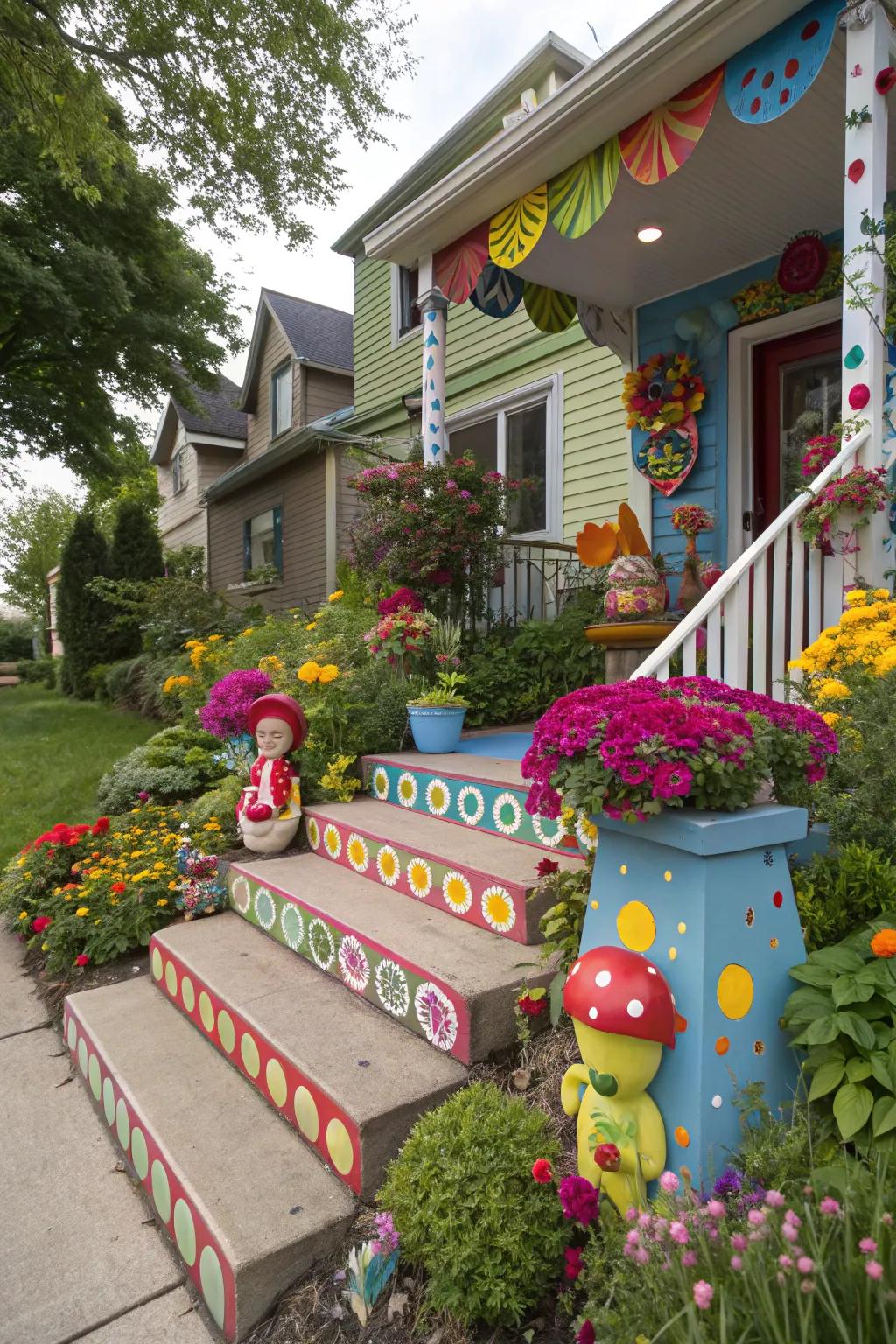 Add a touch of whimsy to your stoop with playful design elements.