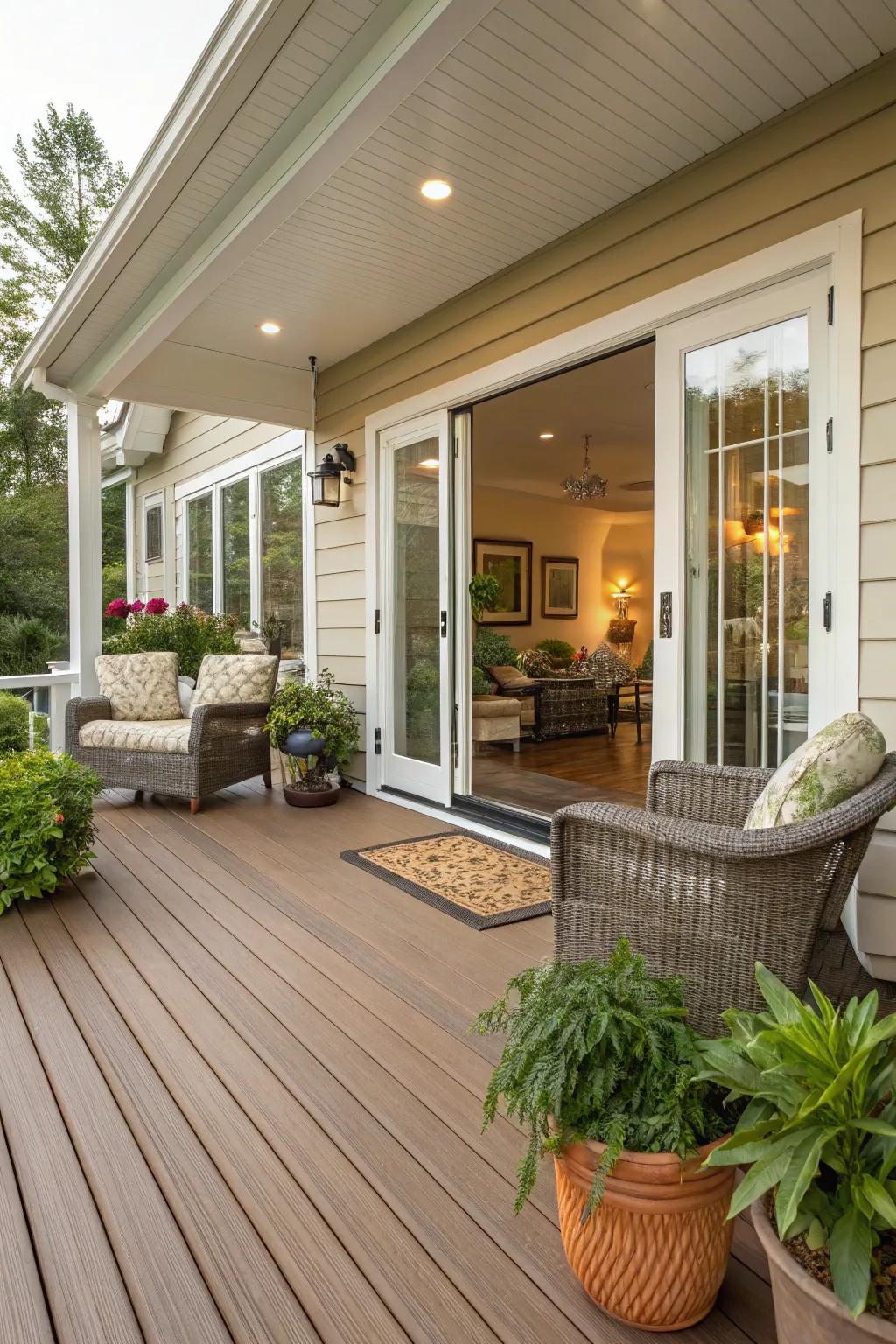 Blend indoor and outdoor living with seamless decking.