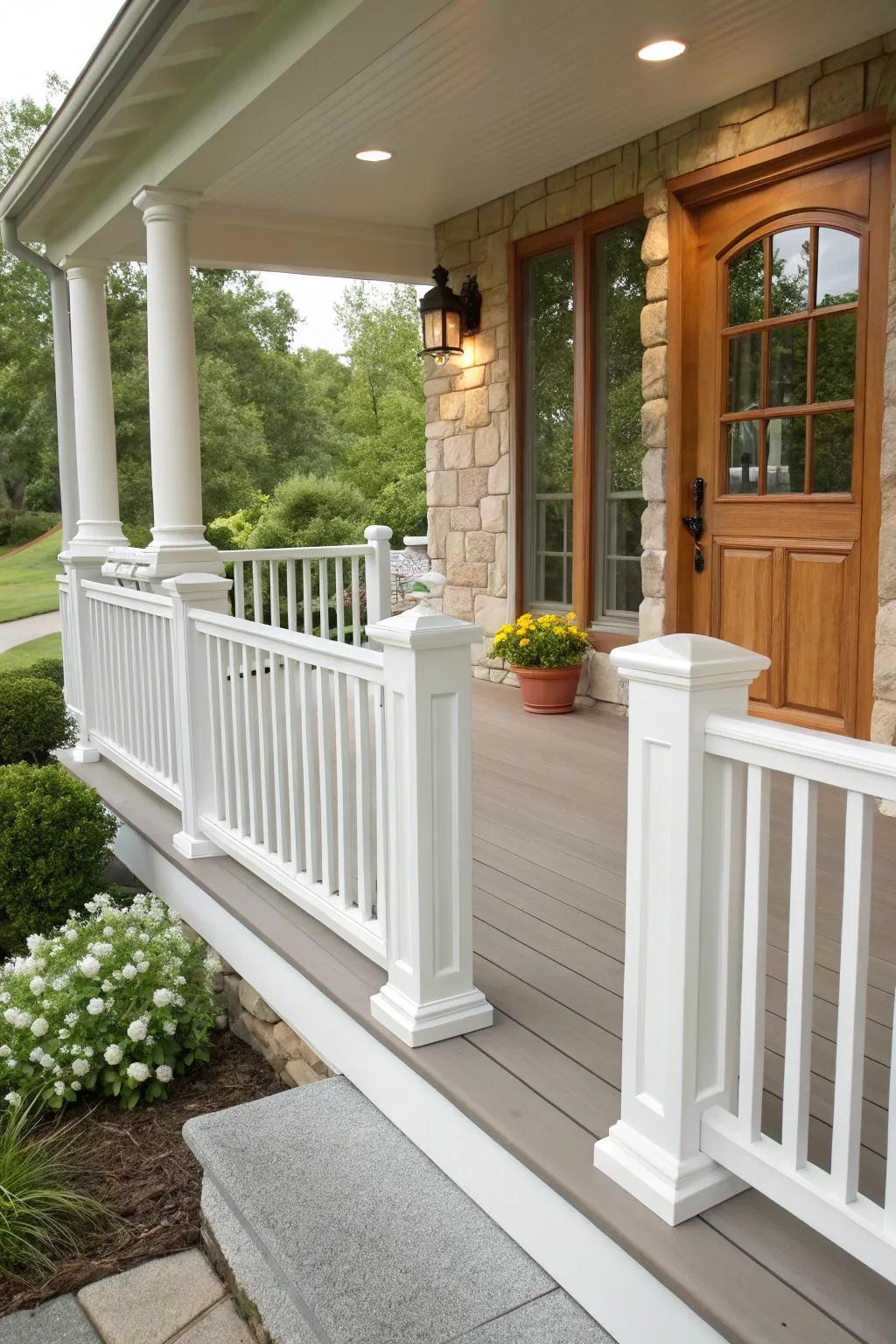 Enhance your porch's charm with stylish railings.