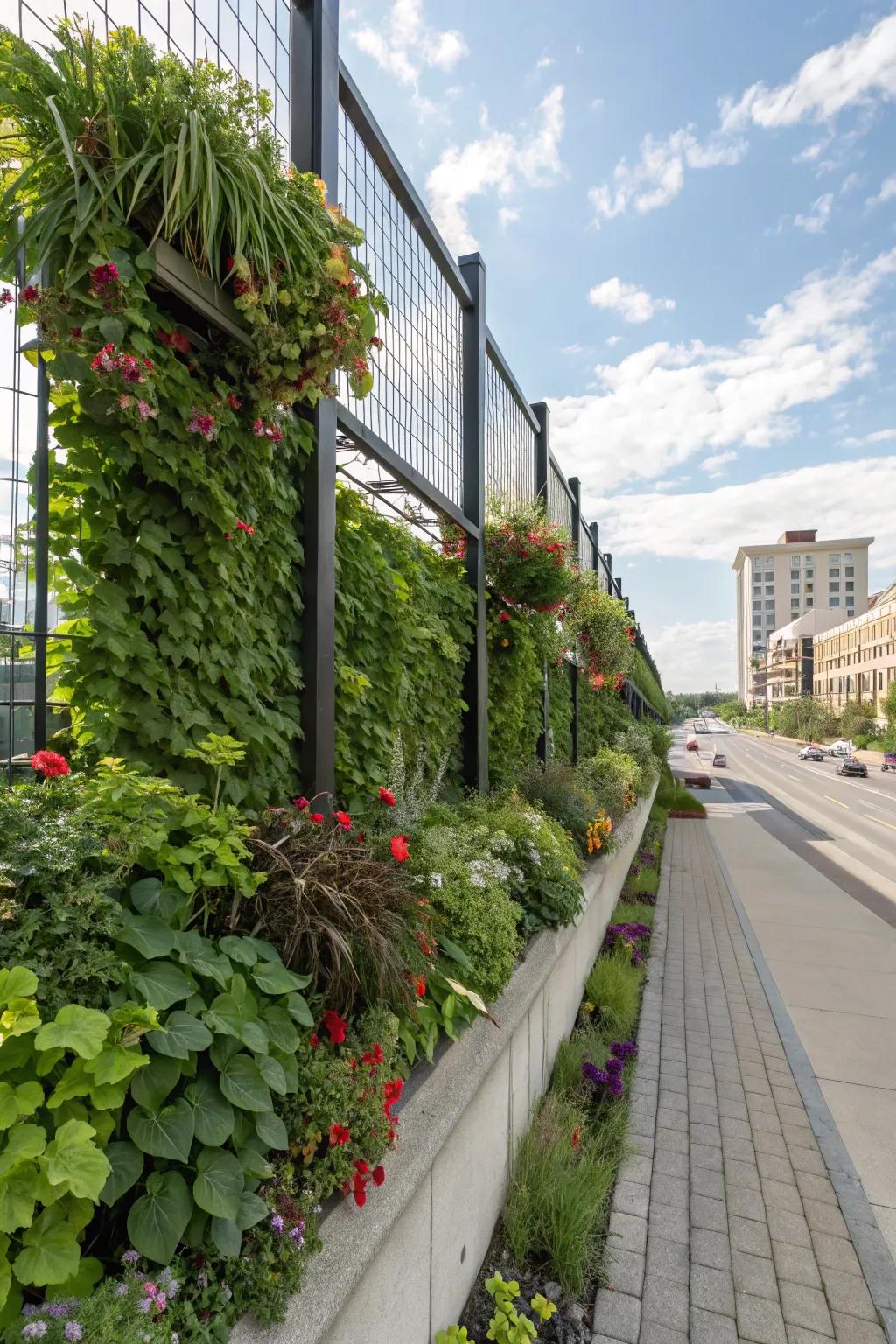 Vertical gardens bring life to walls and fences.