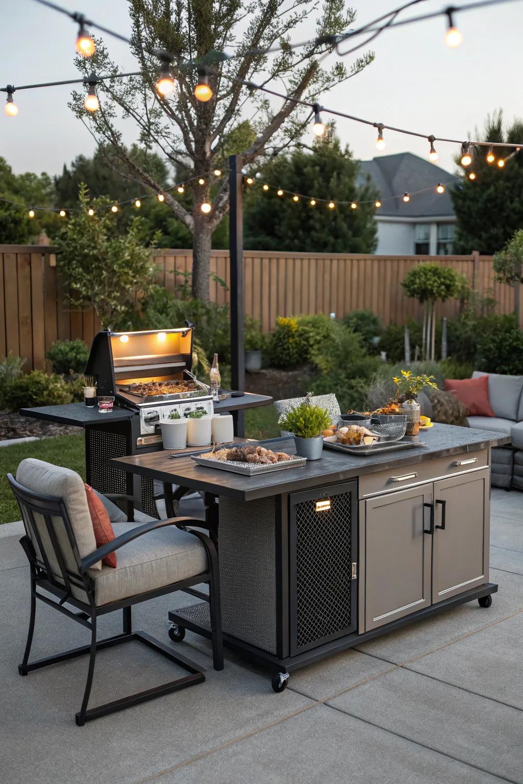 Versatile modular grill table for any occasion.