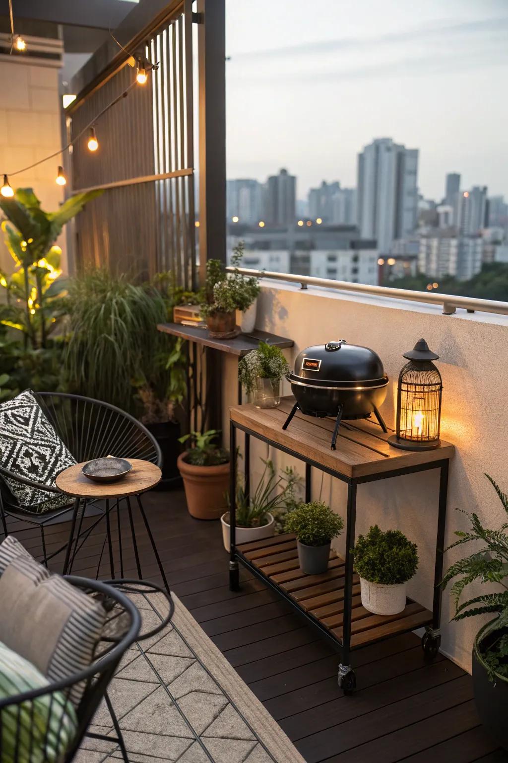 Compact grill tables designed for balconies.