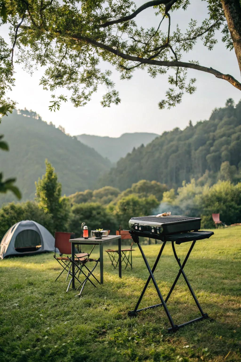 Portable grill tables designed for outdoor flexibility.