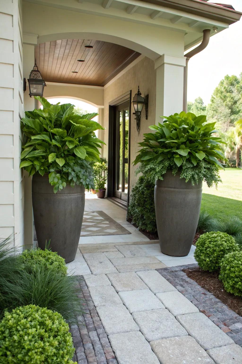 Welcome guests with bold entryway planters.