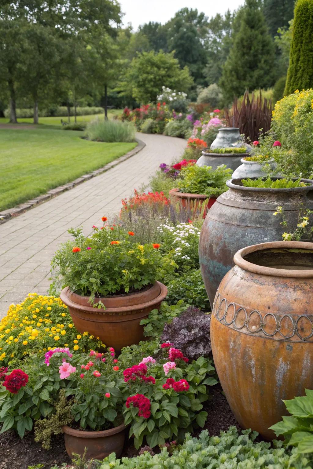 Diverse materials add texture and interest to your garden.