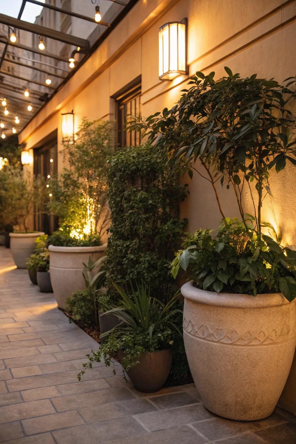 Define your space with cozy patio planters.