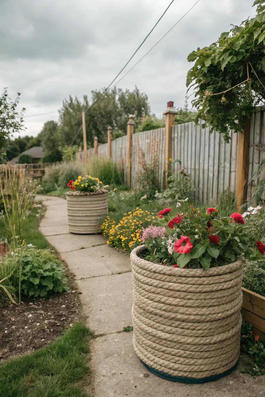 Eco-friendly upcycling with stylish DIY planters.