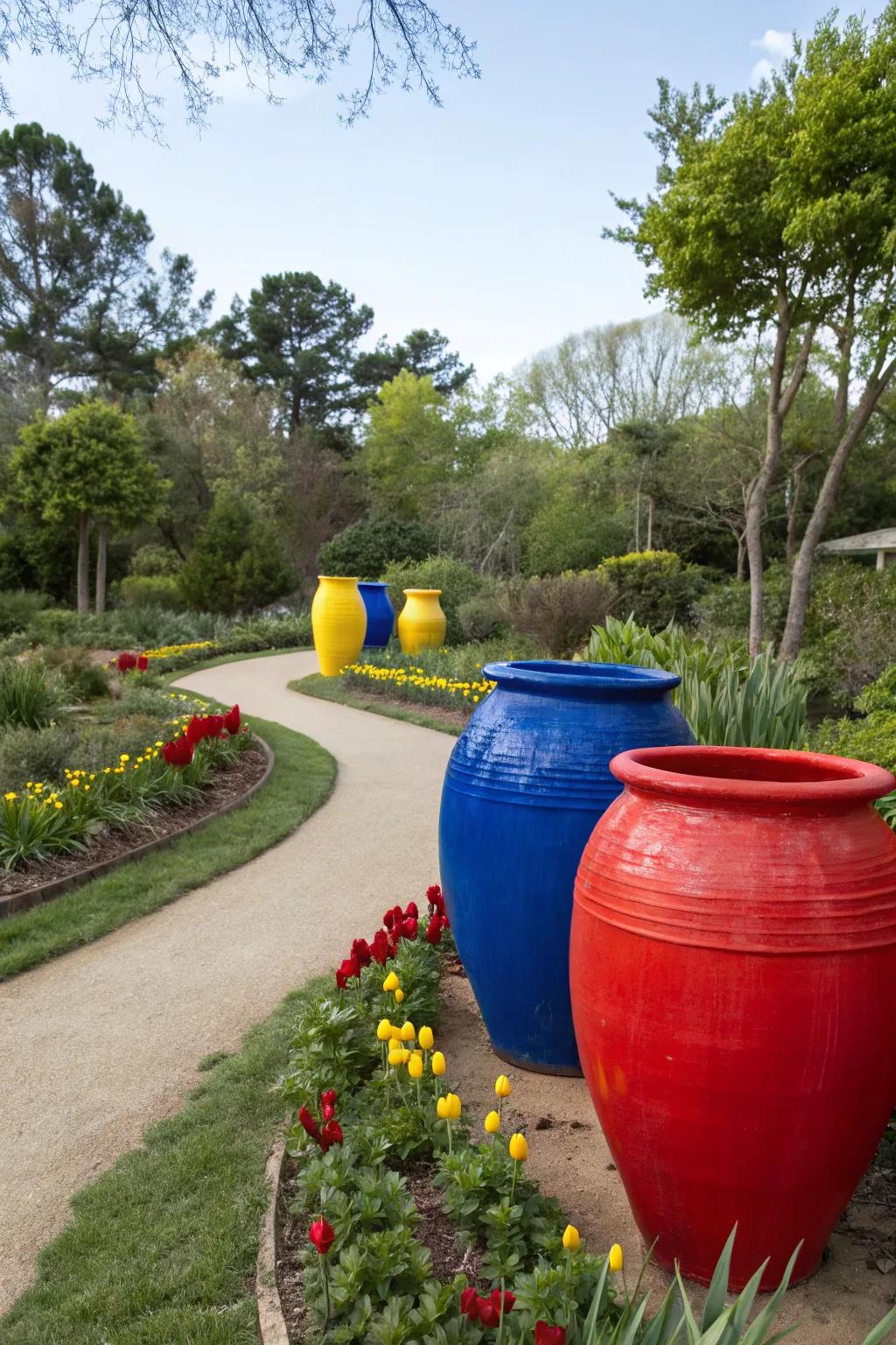 Bold colors make for striking garden focal points.