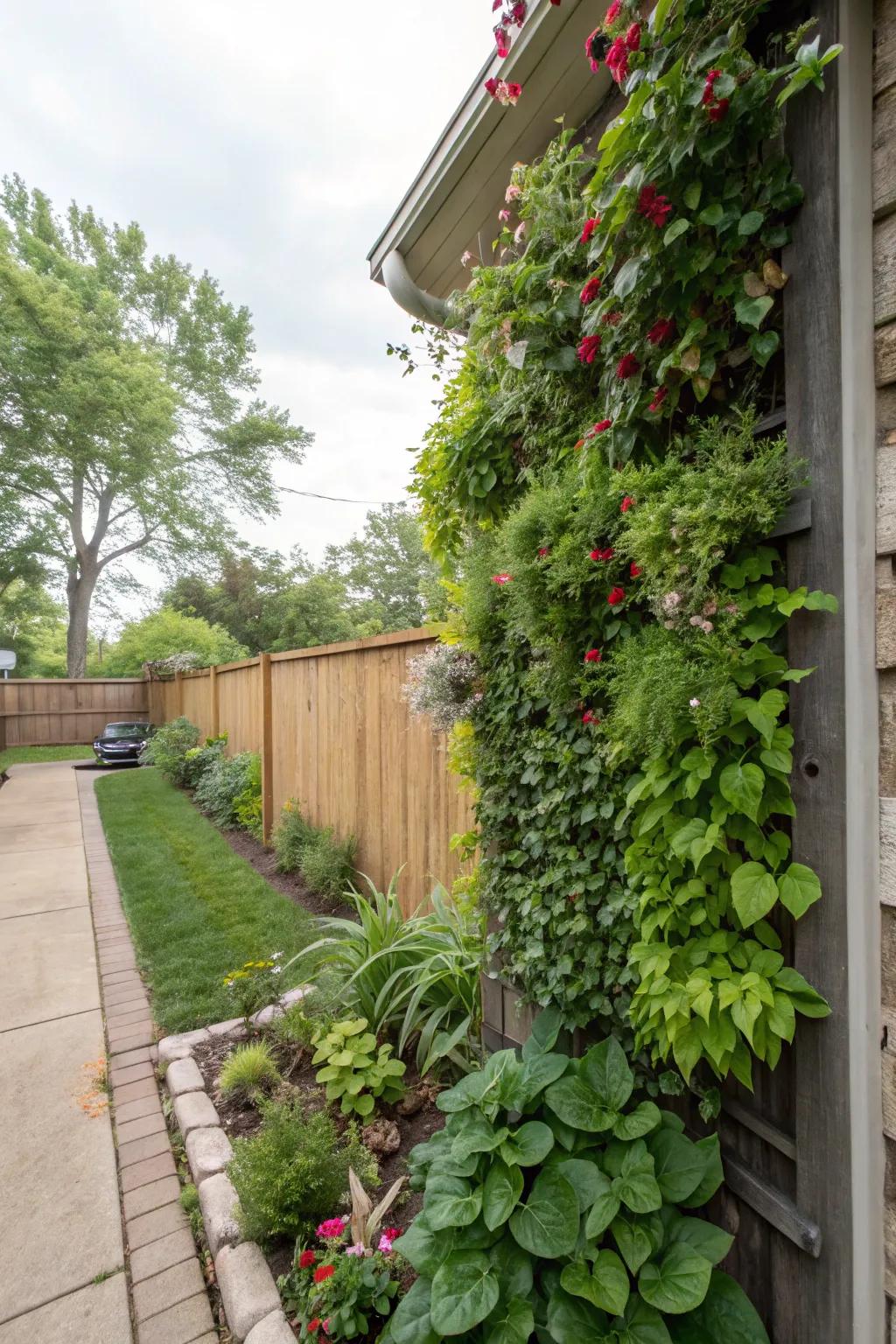Vertical gardening creatively utilizes limited space.