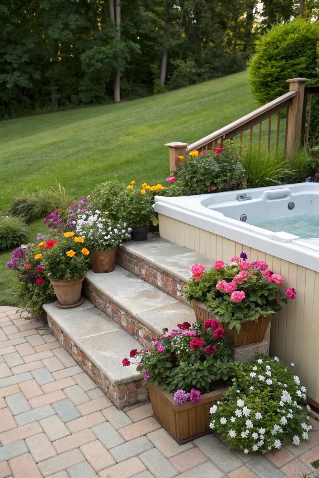 Combine functionality and beauty with planter-integrated steps.