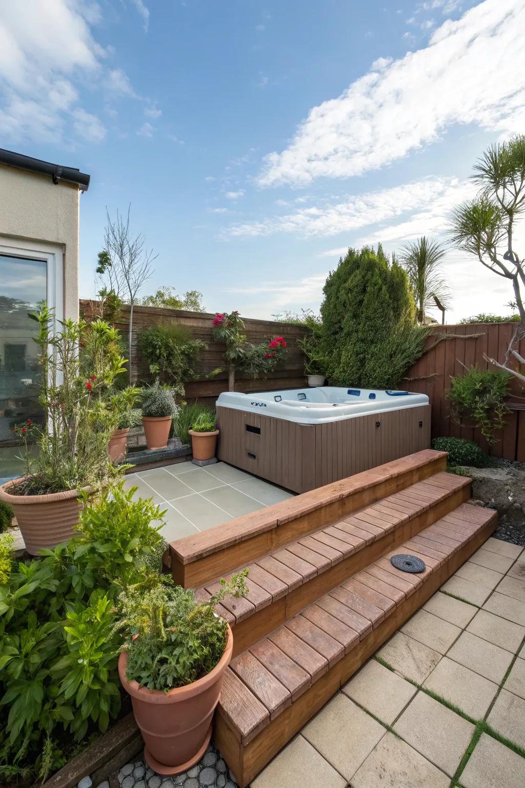 Optimize space with cleverly designed corner-fit steps.