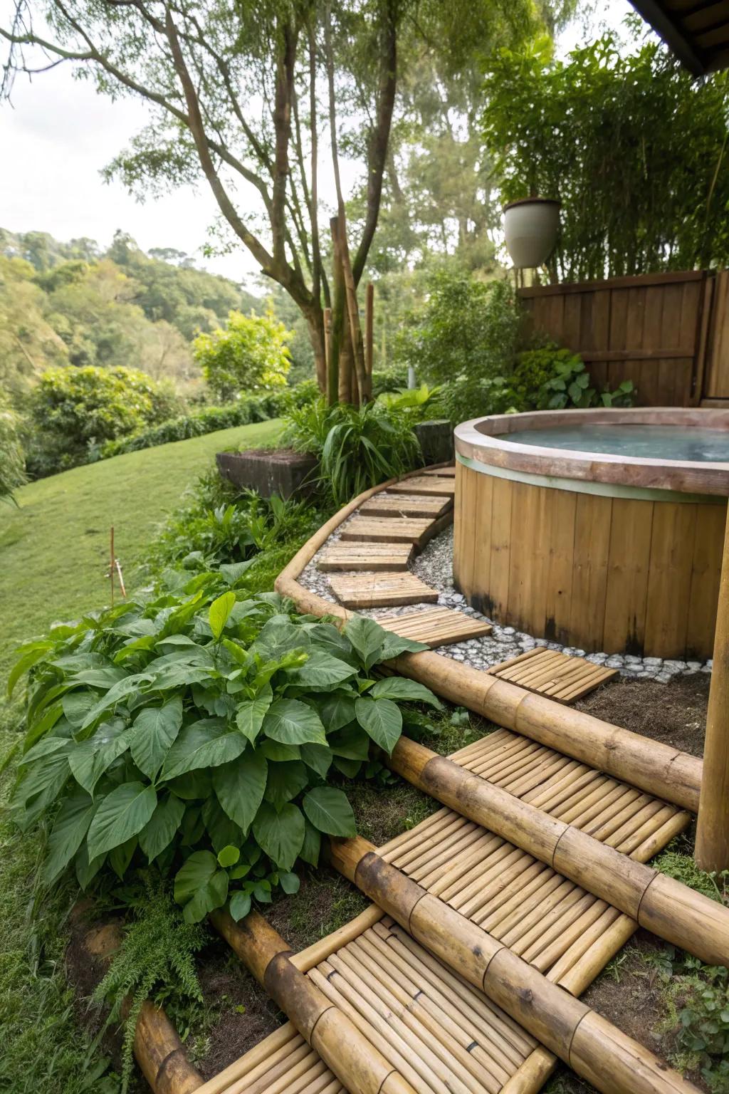 Choose sustainability with stylish bamboo steps.