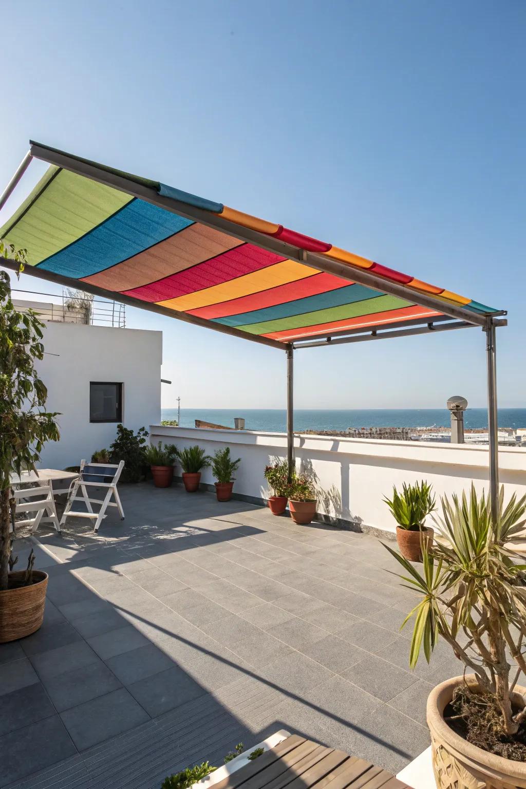 A colorful awning brings both function and flair.