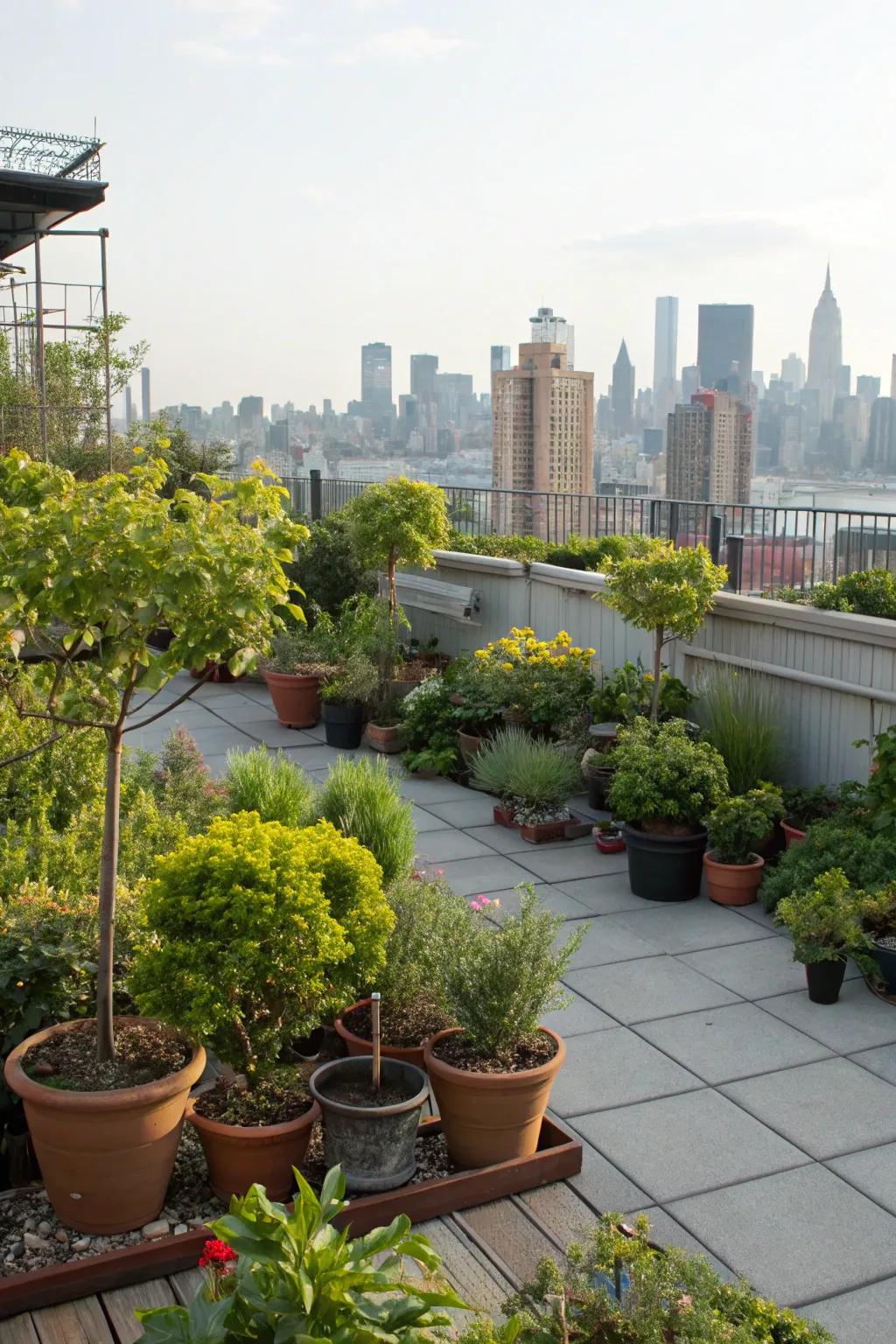 A lush garden oasis in the midst of the urban landscape.