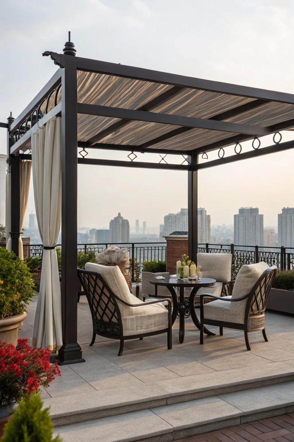 A stylish pergola offers both beauty and function.