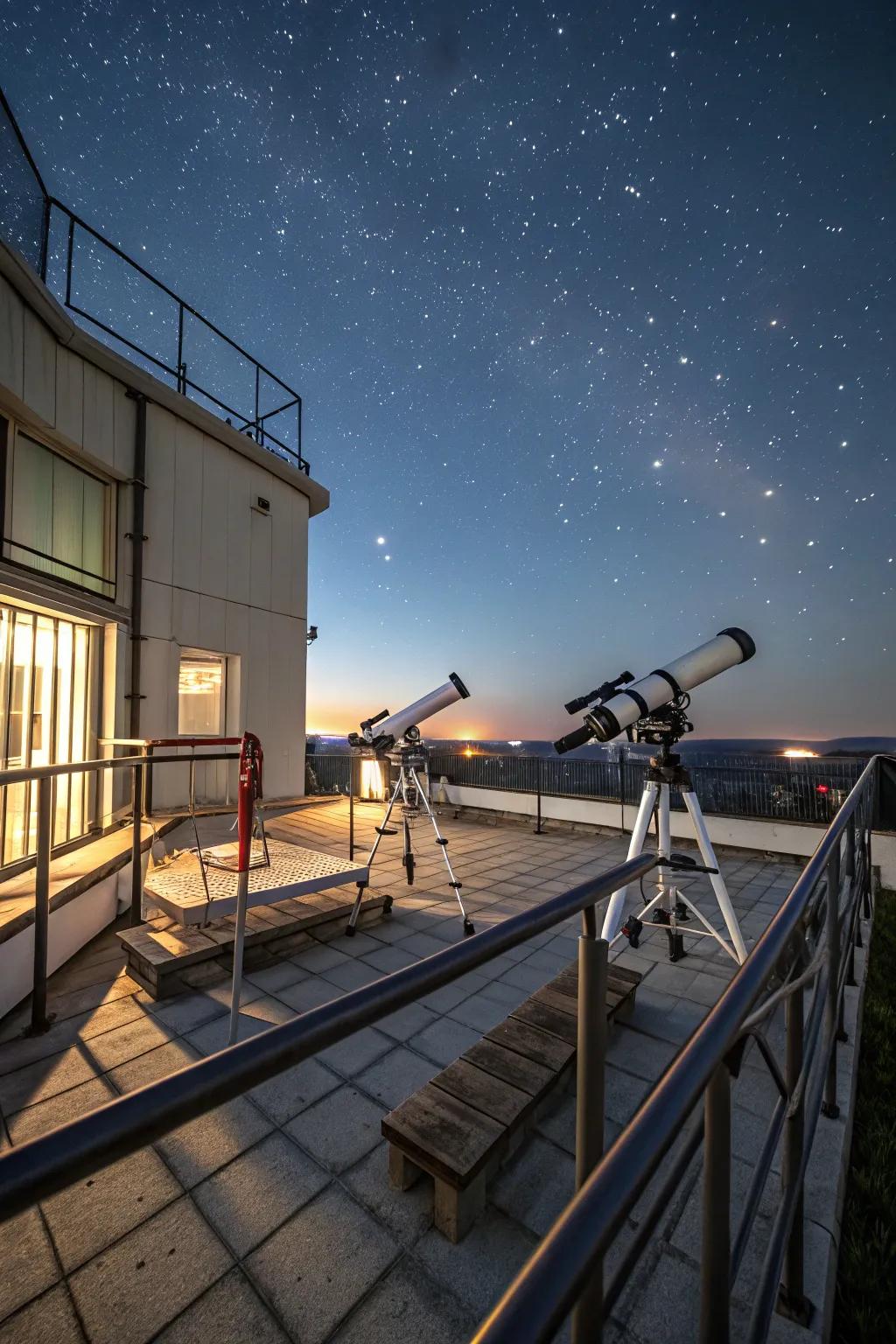 A sky gazing platform offers a window to the stars.