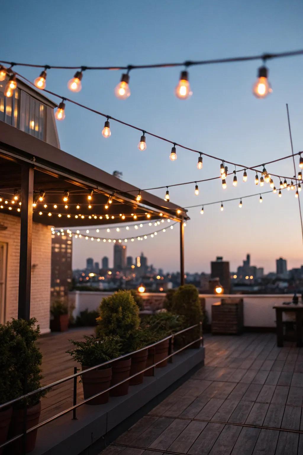 String lights bring a touch of magic to any rooftop.