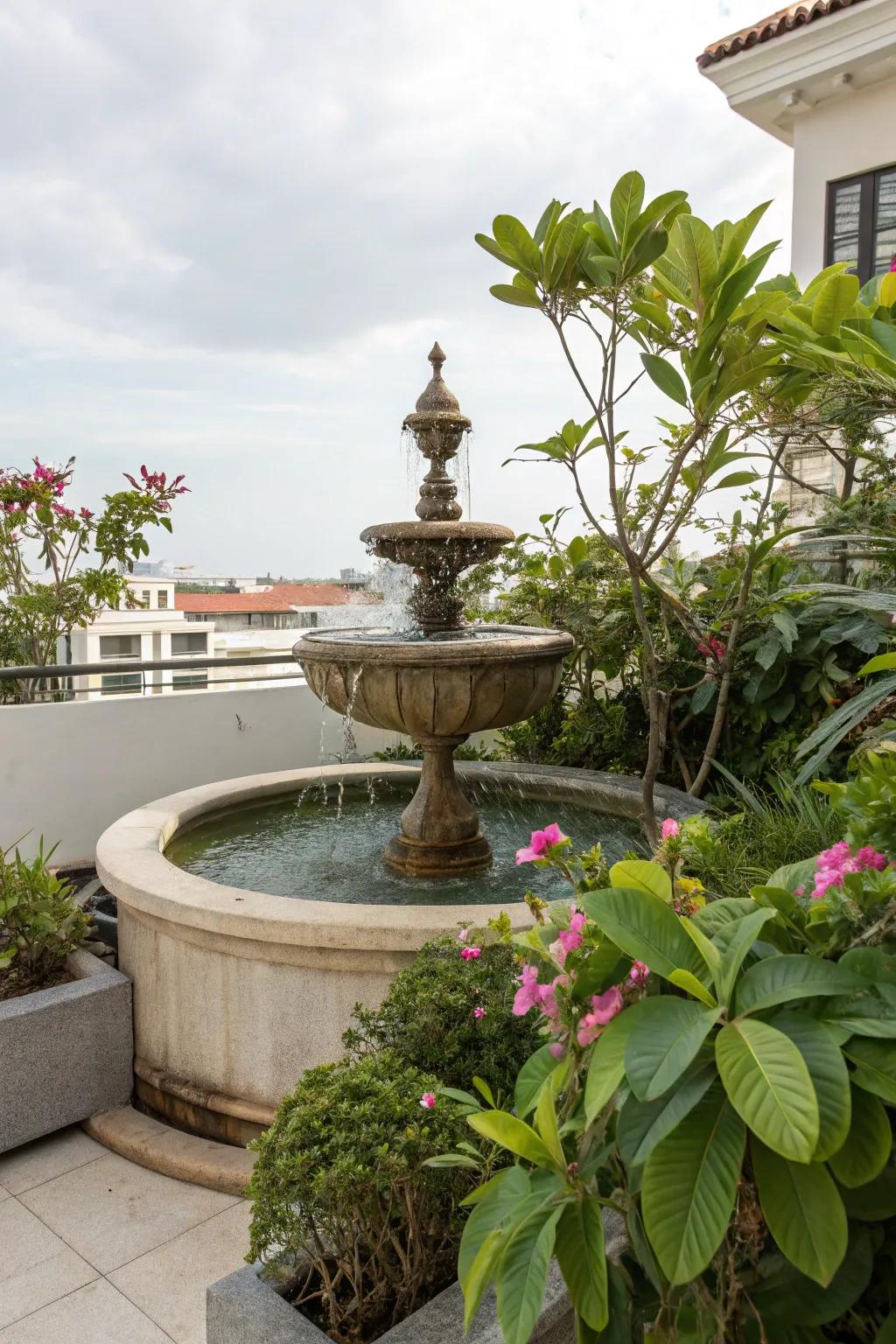 A water feature adds tranquility to your outdoor space.