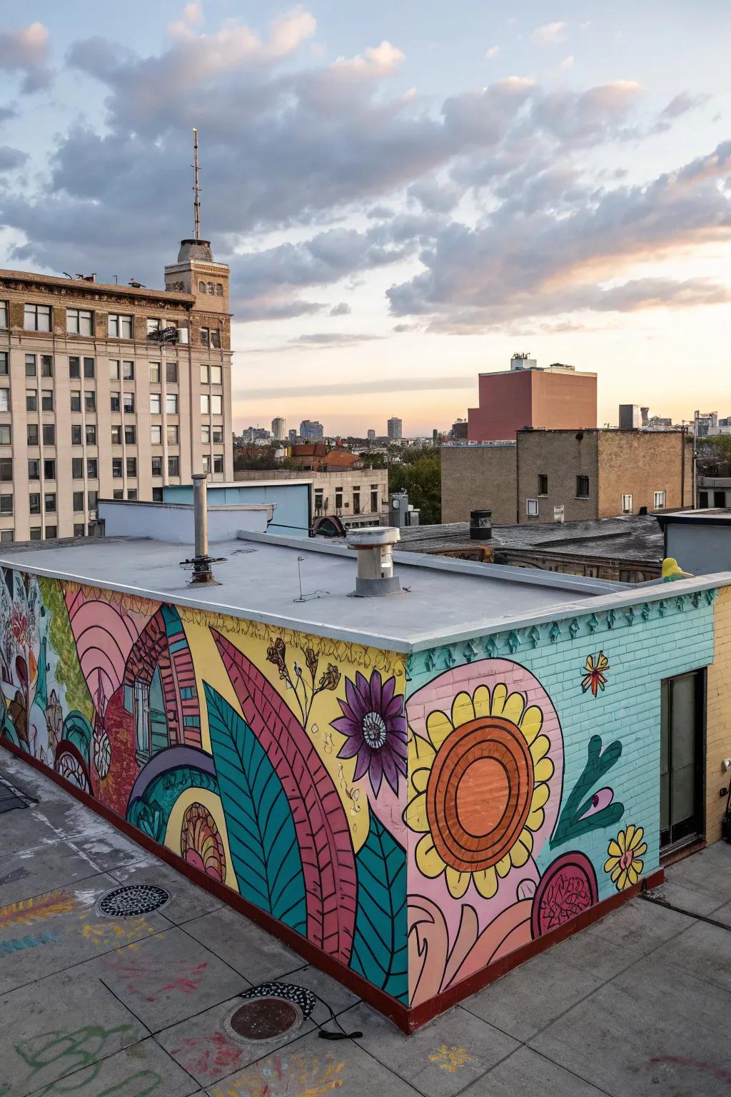 A mural brings color and personality to your rooftop.