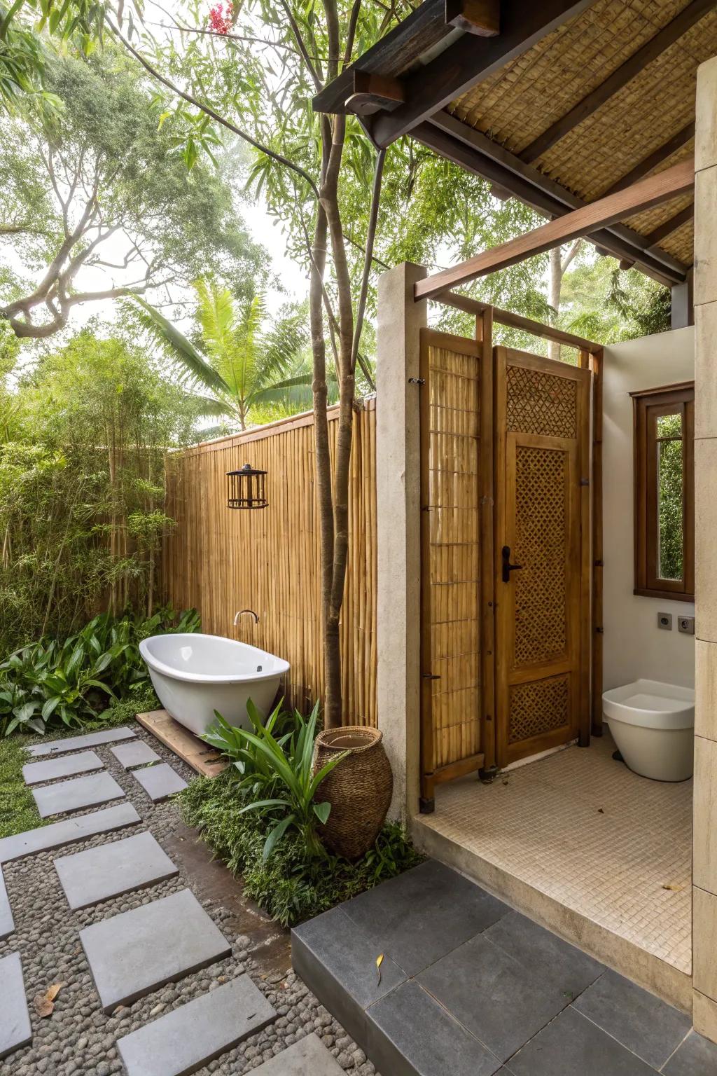 Bamboo screens add privacy and style.