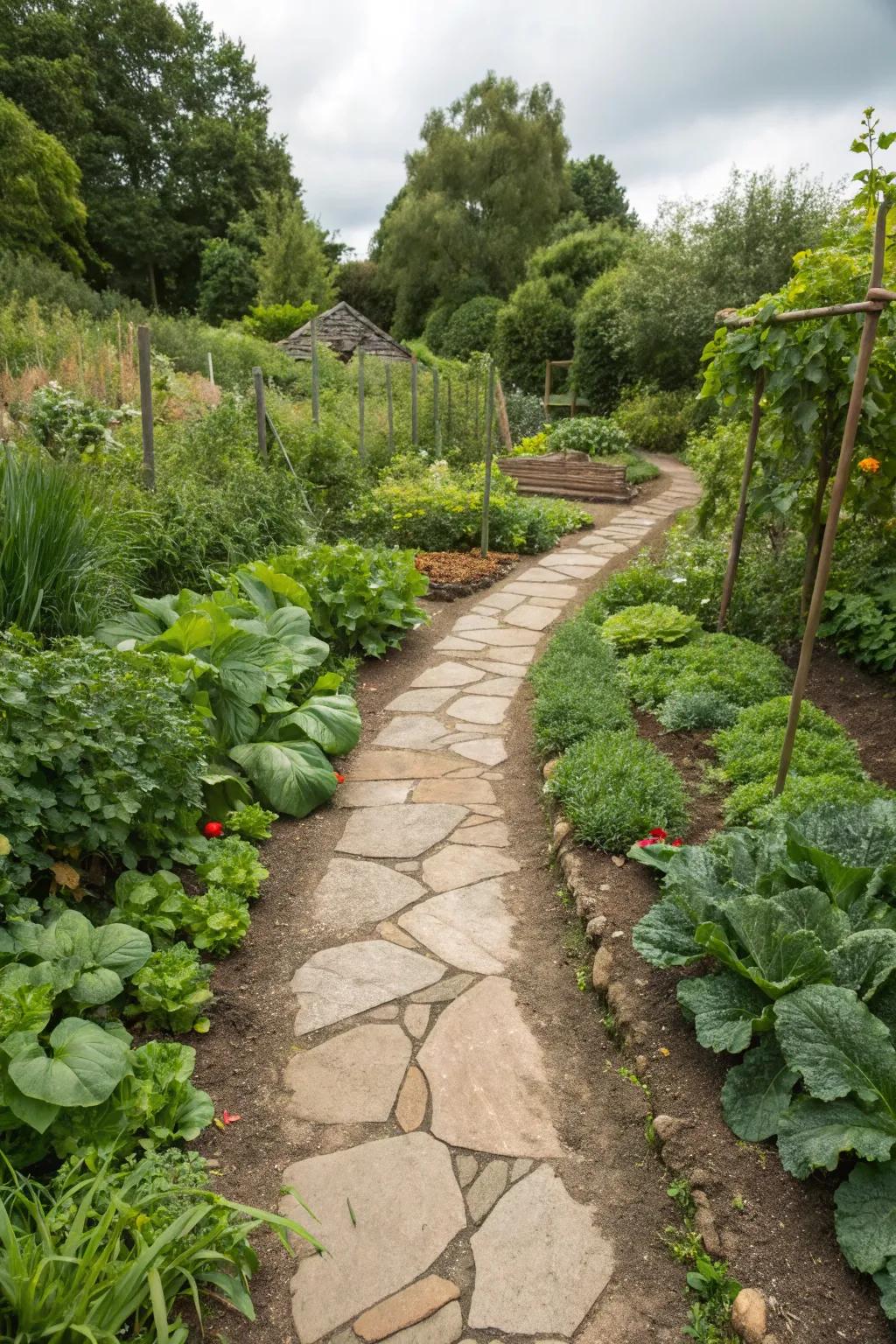 Flagstone paths provide timeless elegance to gardens.